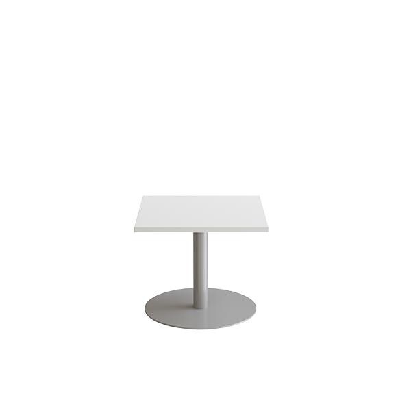 Bord Cirkum, 600x600mm, højde 500 mm, hvid laminat med alugråt stel