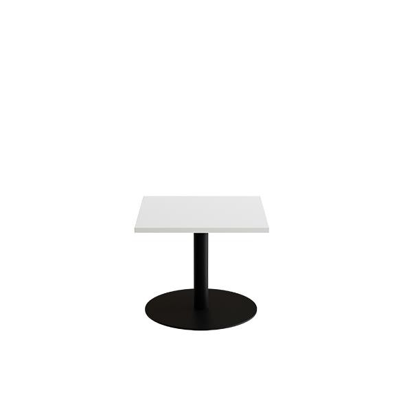 Bord Cirkum, 600x600mm, højde 500 mm, hvid laminat med sort stel