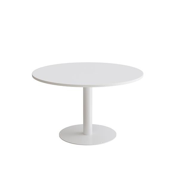 Bord Cirkum, Ø1200mm, højde 720 mm, hvid laminat med hvidt stel