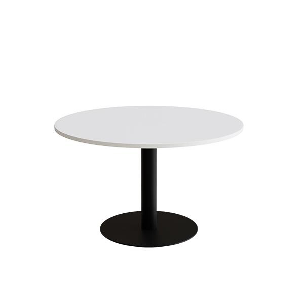 Bord Cirkum, Ø1200mm, højde 720 mm, hvid laminat med sort stel