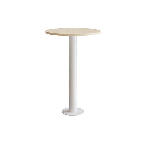 Loungebord Cirkum, Ø700mm, højde 1100 mm, massiv birk med hvidt stel