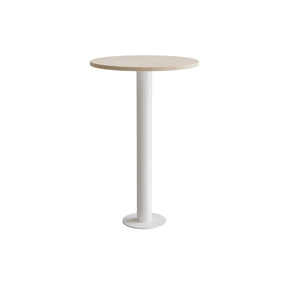 Loungebord Cirkum, Ø700mm, højde 1100 mm, massiv eg med hvidt stel