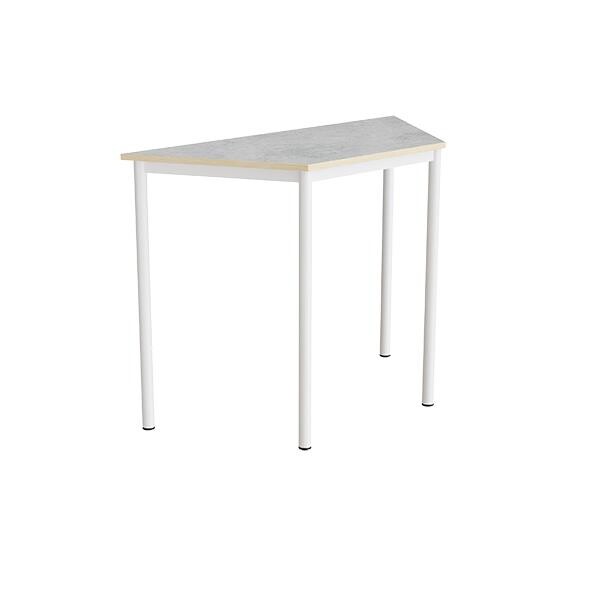 Bord Combi 195, trapezformet, L1200/600xB520xH900 mm, lys grå, lyddæmpende linoleum, hvid stel