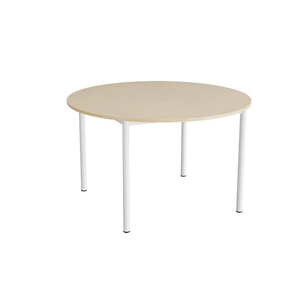 Bord Combi 206, Ø1200xH720 mm, beige, lyddæmpende linoleum, hvidt stel
