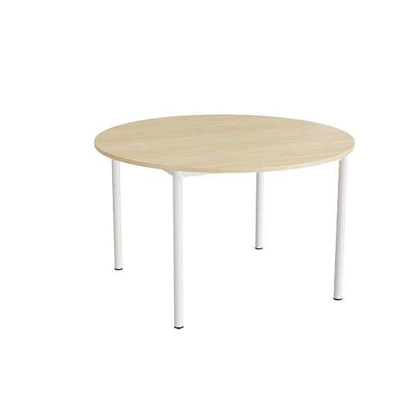 Bord Combi 206, Ø1200 mm, højde 720 mm, birk laminat på hvidt stel