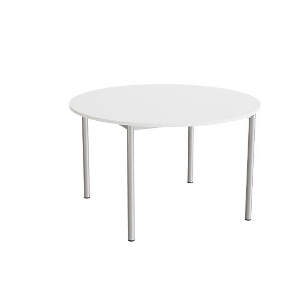 Bord Combi 206, Ø1200 mm, højde 720 mm, hvid laminat på alugråt stel