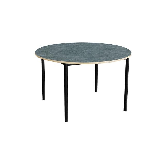 Bord Combi 206, Ø1200 x H720 mm, mørk grå, lyddæmpende linoleum, sort stel