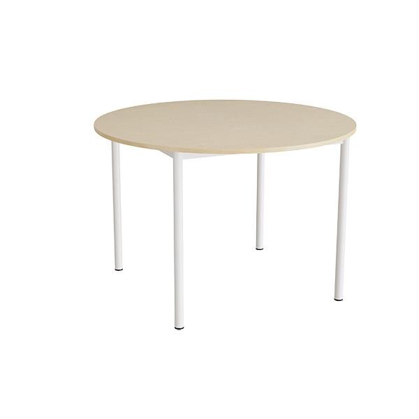 Bord Combi 206, Ø1200xH800 mm, beige, lyddæmpende linoleum, hvidt stel