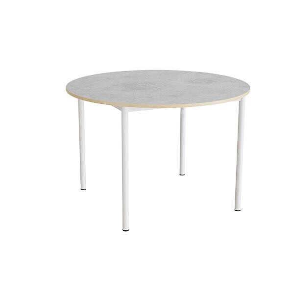 Bord Combi 206, Ø1200xH800 mm, lys grå, lyddæmpende linoleum, hvidt stel