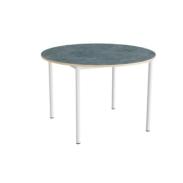 Bord Combi 206, Ø1200xH800 mm, mørk grå, lyddæmpende linoleum, hvidt stel