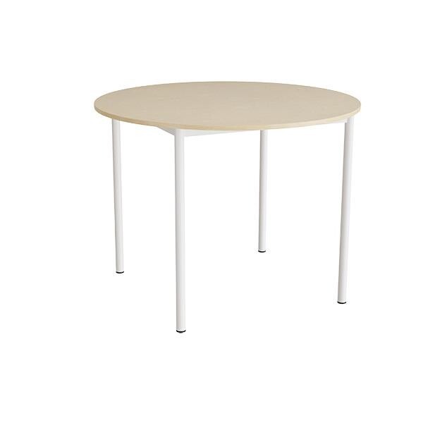 Bord Combi 206, Ø1200xH900 mm, beige, lyddæmpende linoleum, hvidt stel