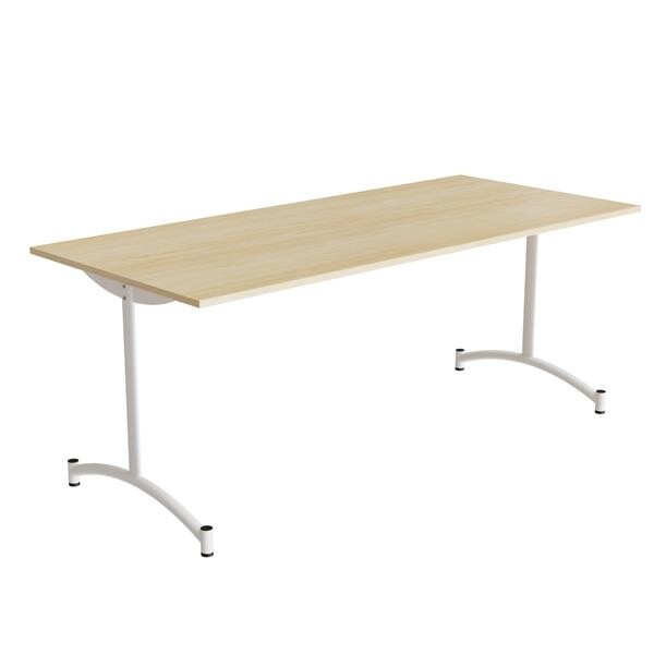 Bord Zeb 231, 1800x800 mm Højde 720 mm, Lydabsorberende birk laminat, Hvidt stel