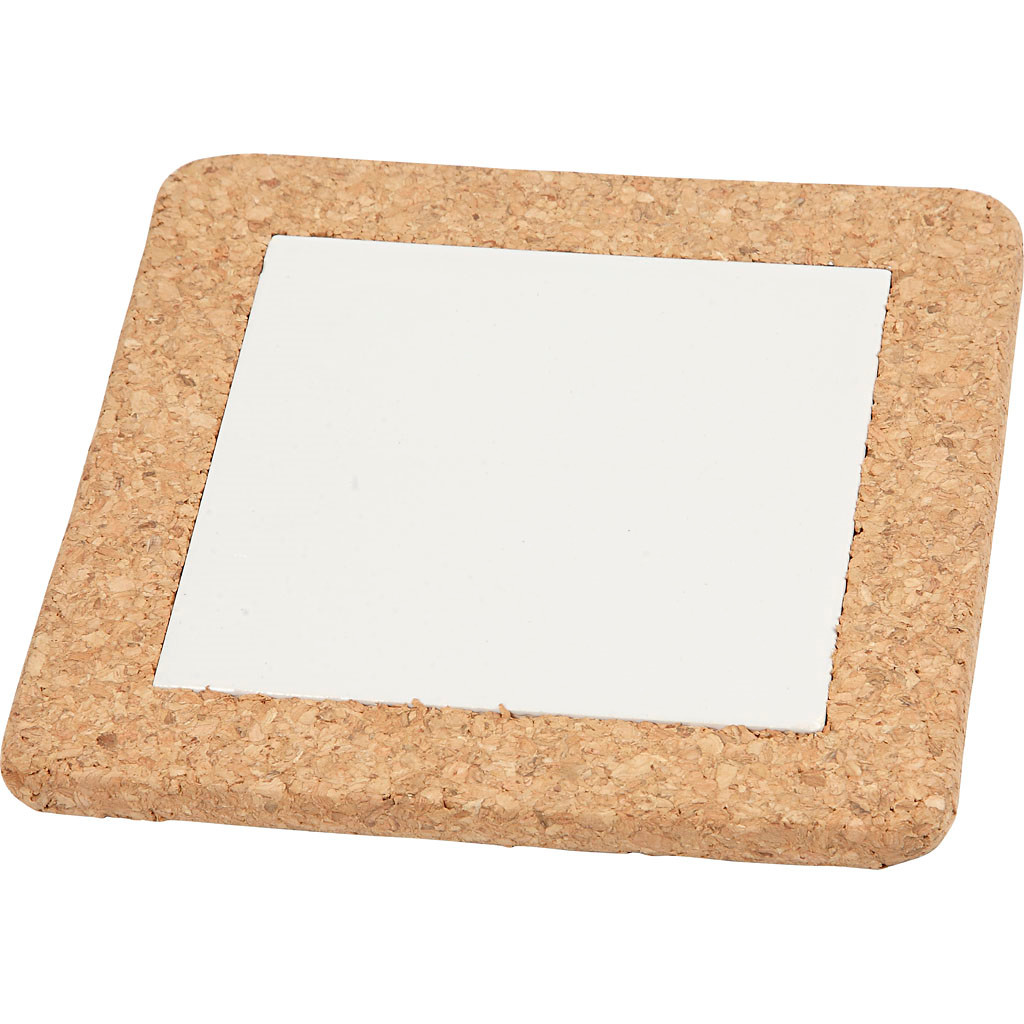 Bordskåner med korkramme 15 x 15 cm tykkelse 11 mm hvid | 10 stk.