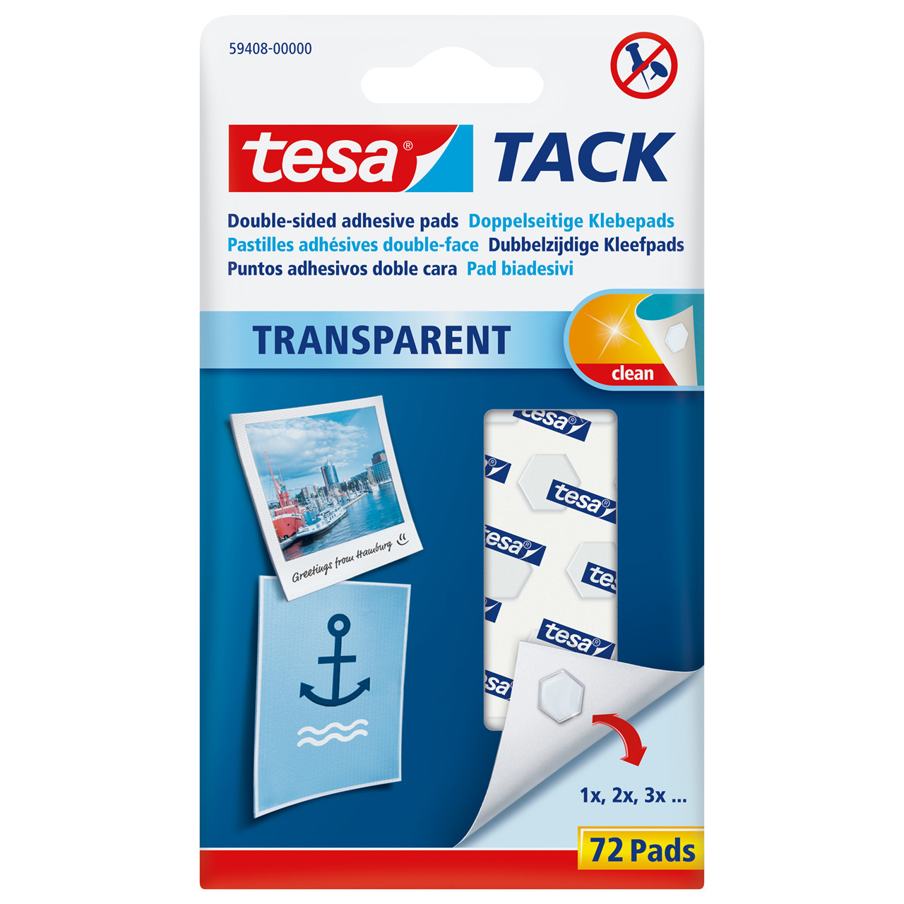 Dobbeltklæbende Brikker Tesa Tack standard klar 72stk