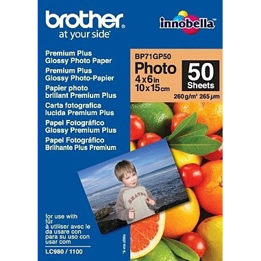 Fotopapir 10x15 cm Brother Glossy inkjet 260 gram - 50 ark