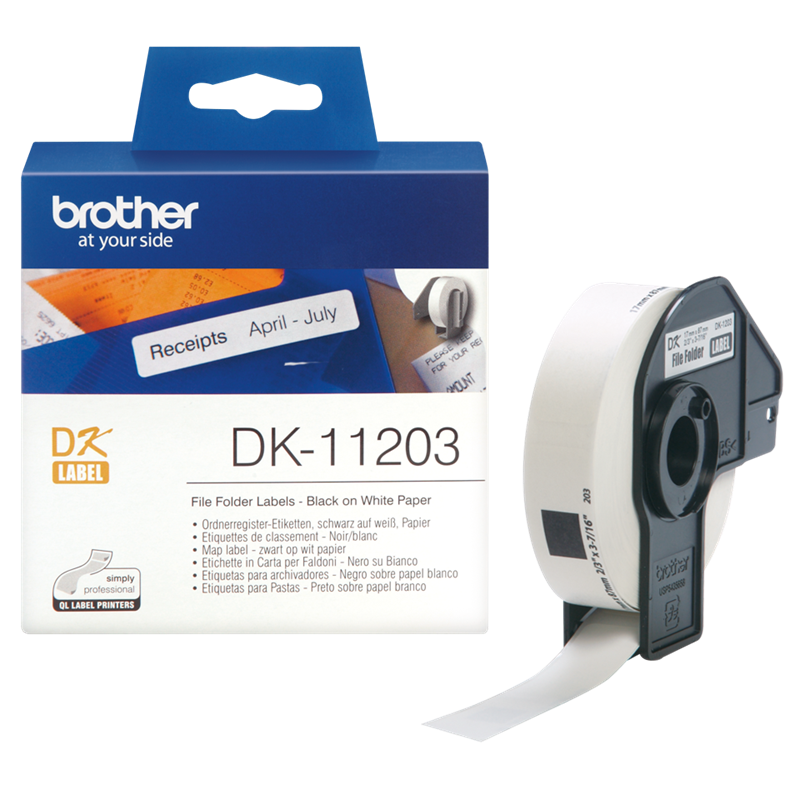 Arkivmappelabels - Brother DK-11203 - 17x87 mm - 300 stk