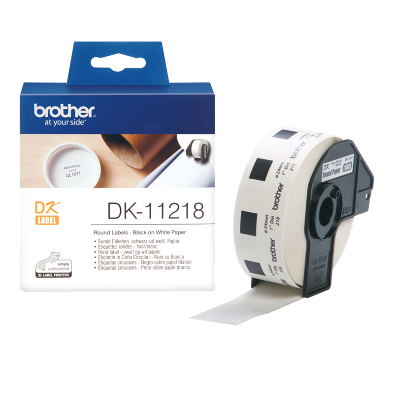 Papirlabels - Brother DK-11218 - Runde - Ø 24 mm - 1000 stk