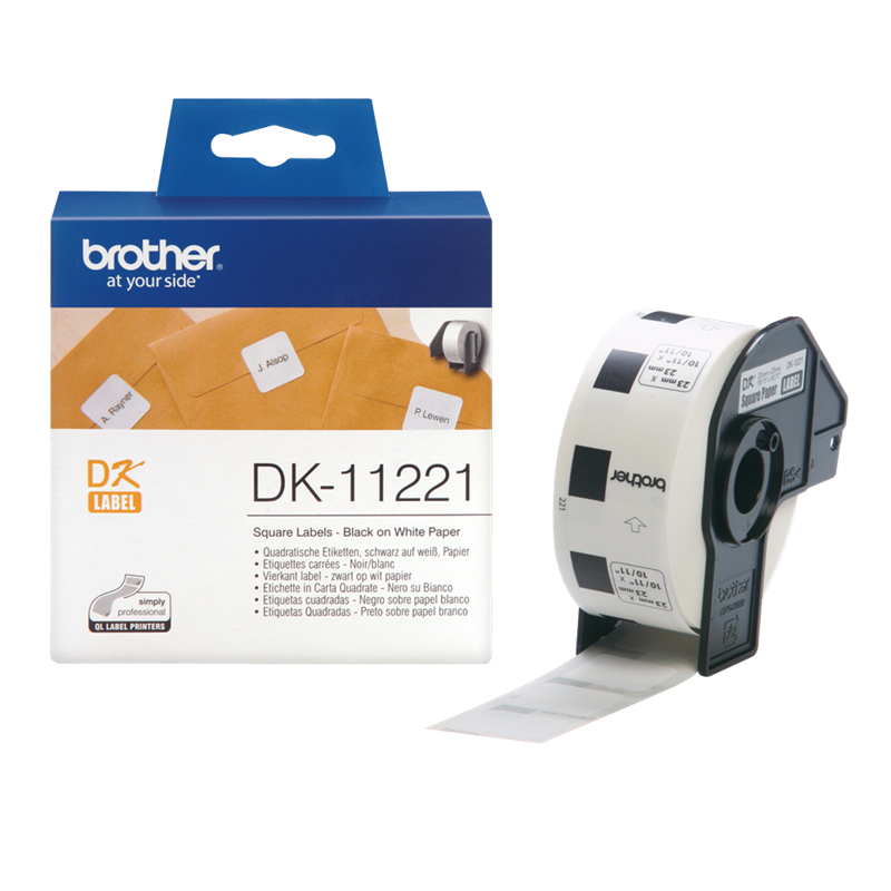 Brother DK-11221 - Firkantet papirlabel 23 x 23 mm - 1000 stk