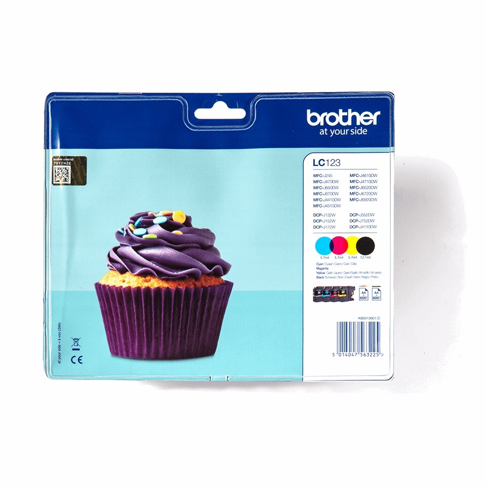 Brother LC123, Blækpatroner, Farvet & Sort, Multipack, 600 sider
