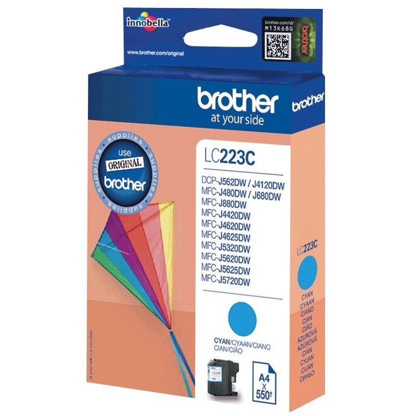 Brother LC223C, Blækpatron, Cyan, 550 sider