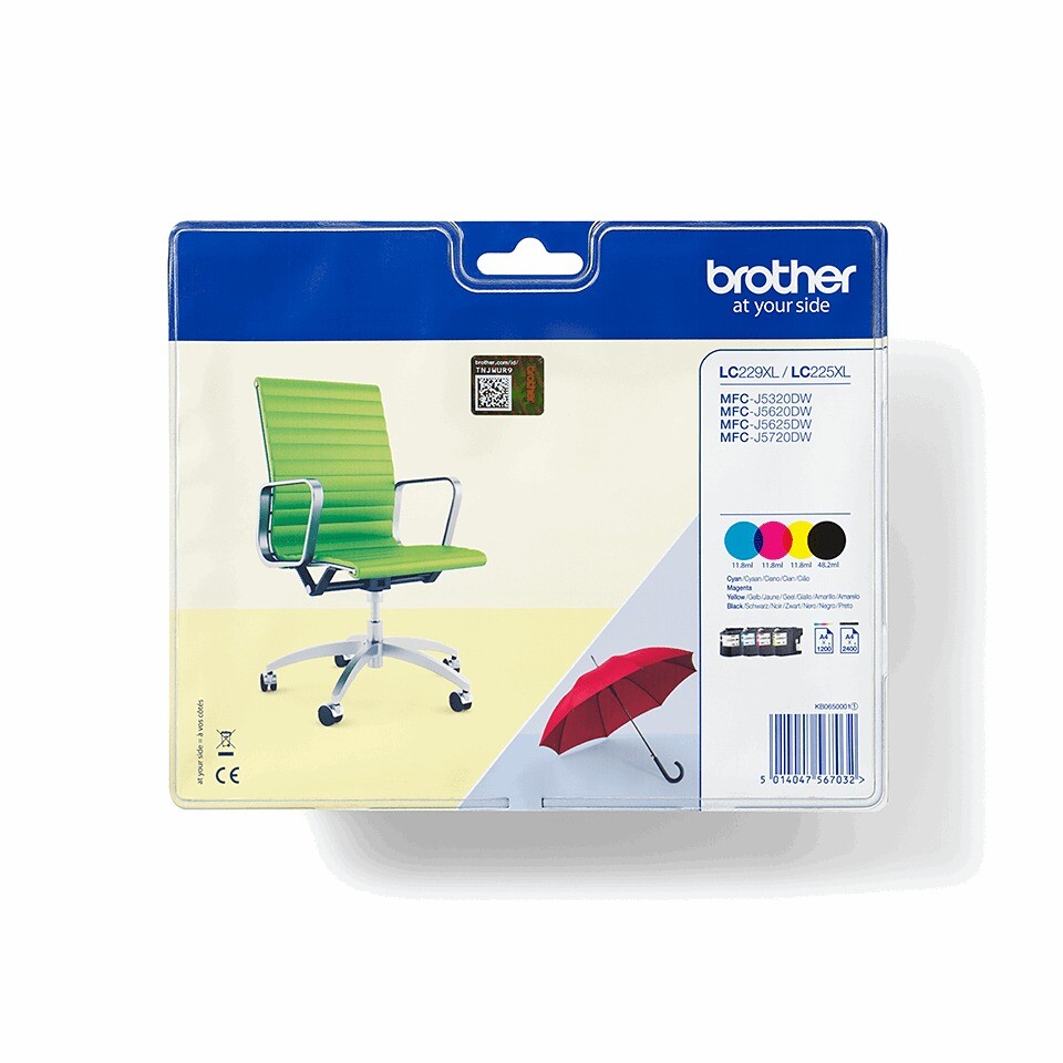 Brother LC229XL, Blækpatron, Sort & Farver, Sampak