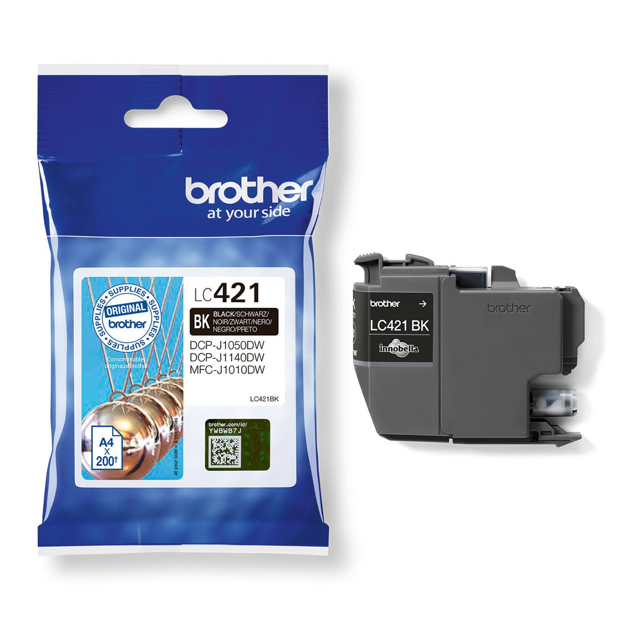 Blækpatron Brother LC421BK Sort - 200 sider