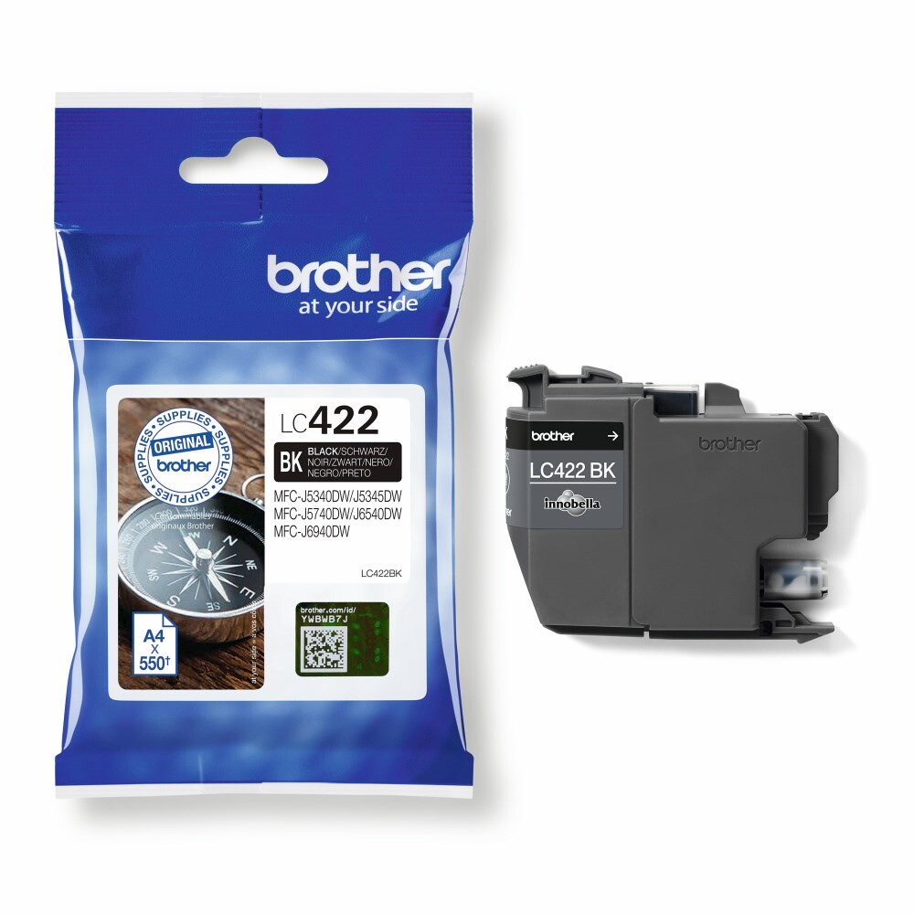 Brother LC422BK, Blækpatron, Sort, 550 sider