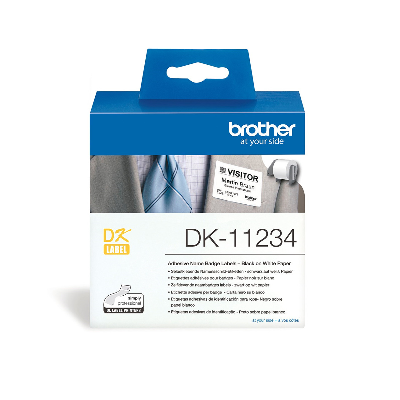 Etiket - Brother Pre-cut Visitor Badge - 86x60 mm - Sort på hvid - 260 stk
