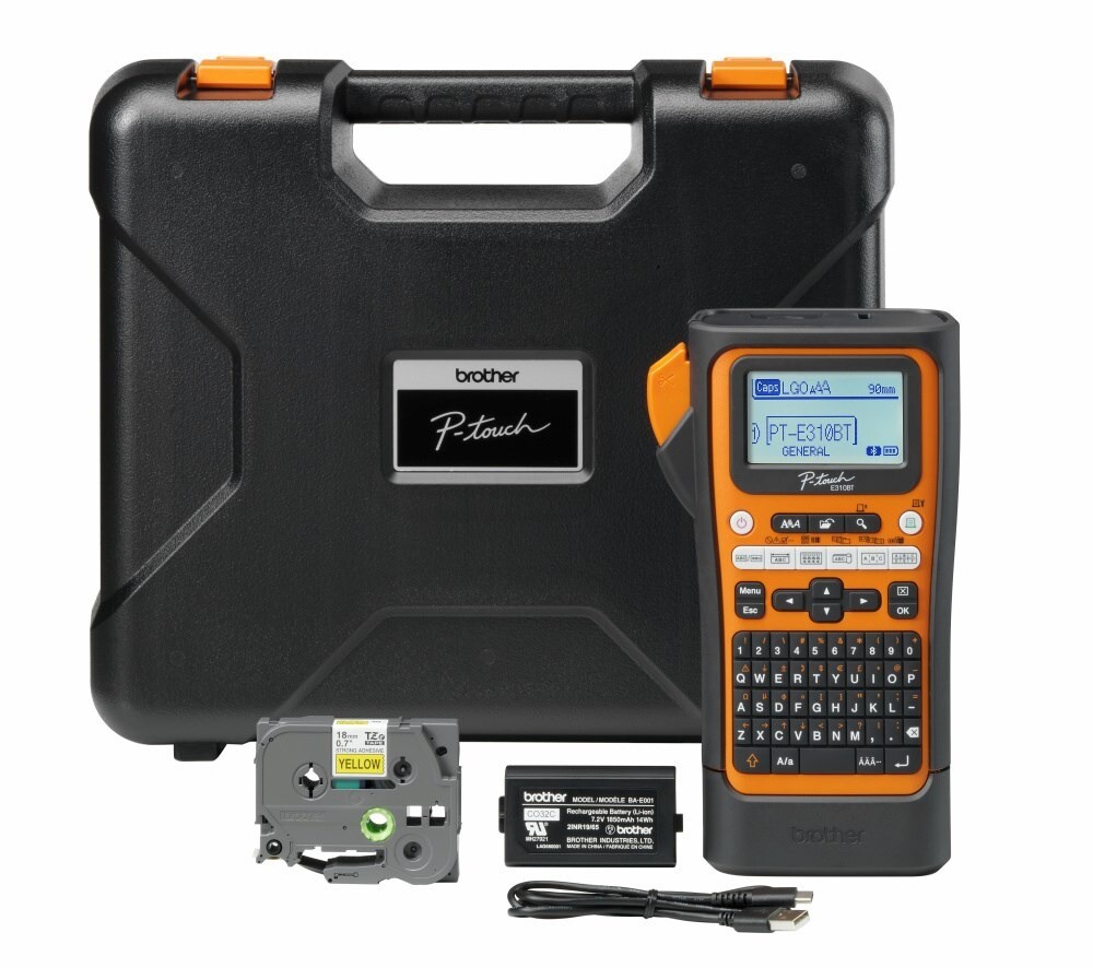 Labelprinter - Brother PT-E310BTVP - Sort/Orange