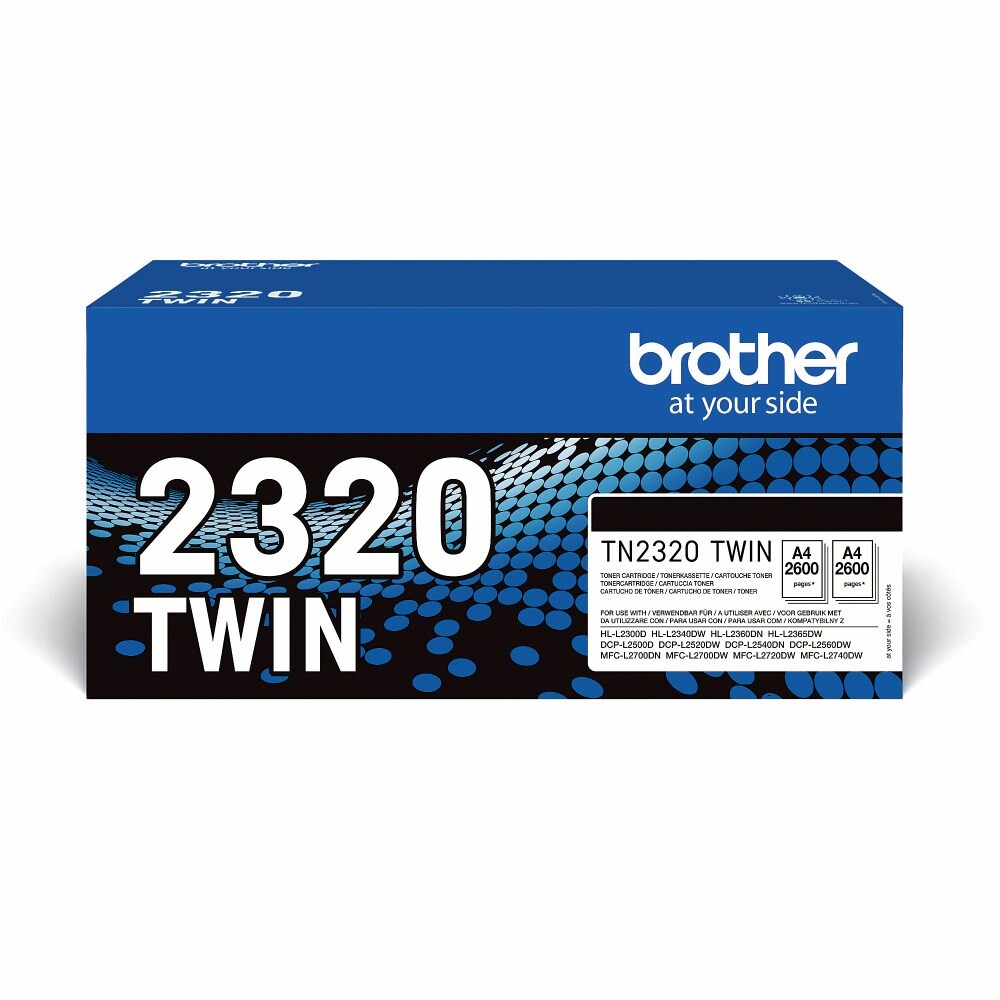 Brother TN-2320 Twin-Pack Sort Toner, 2 x 2.600 sider