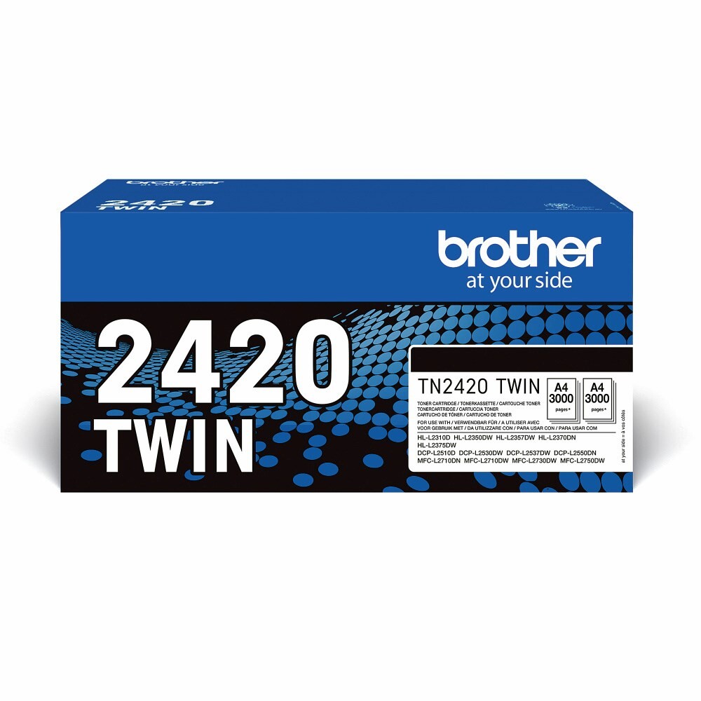 Brother TN-2420 Twin-Pack Sort Toner, 2 x 3.000 sider
