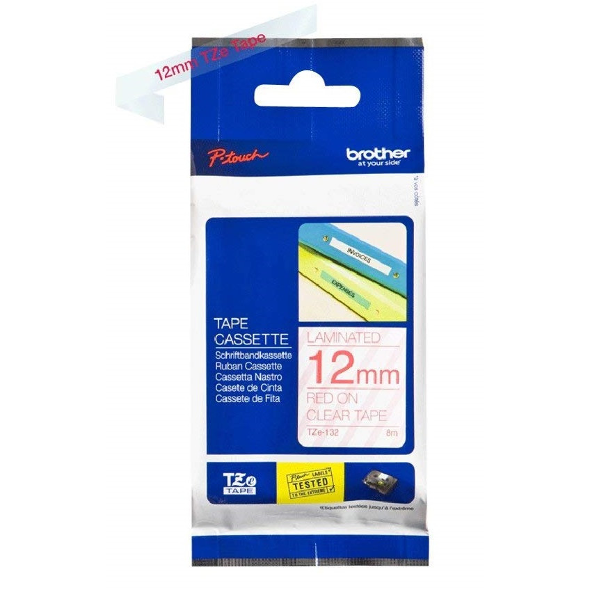 Brother TZe tape 12mmx8m red/clear