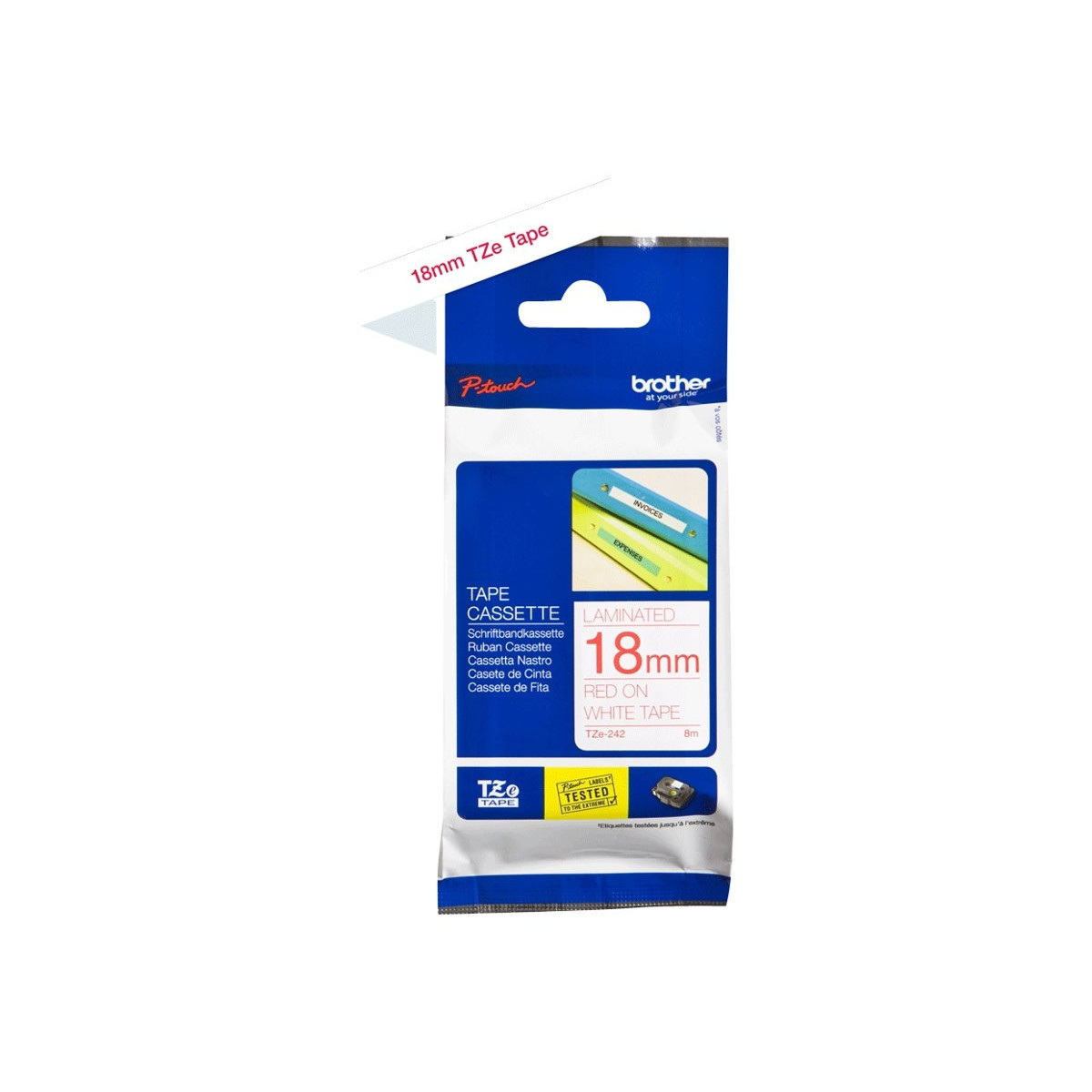 Brother TZe tape 18mmx8m red/white
