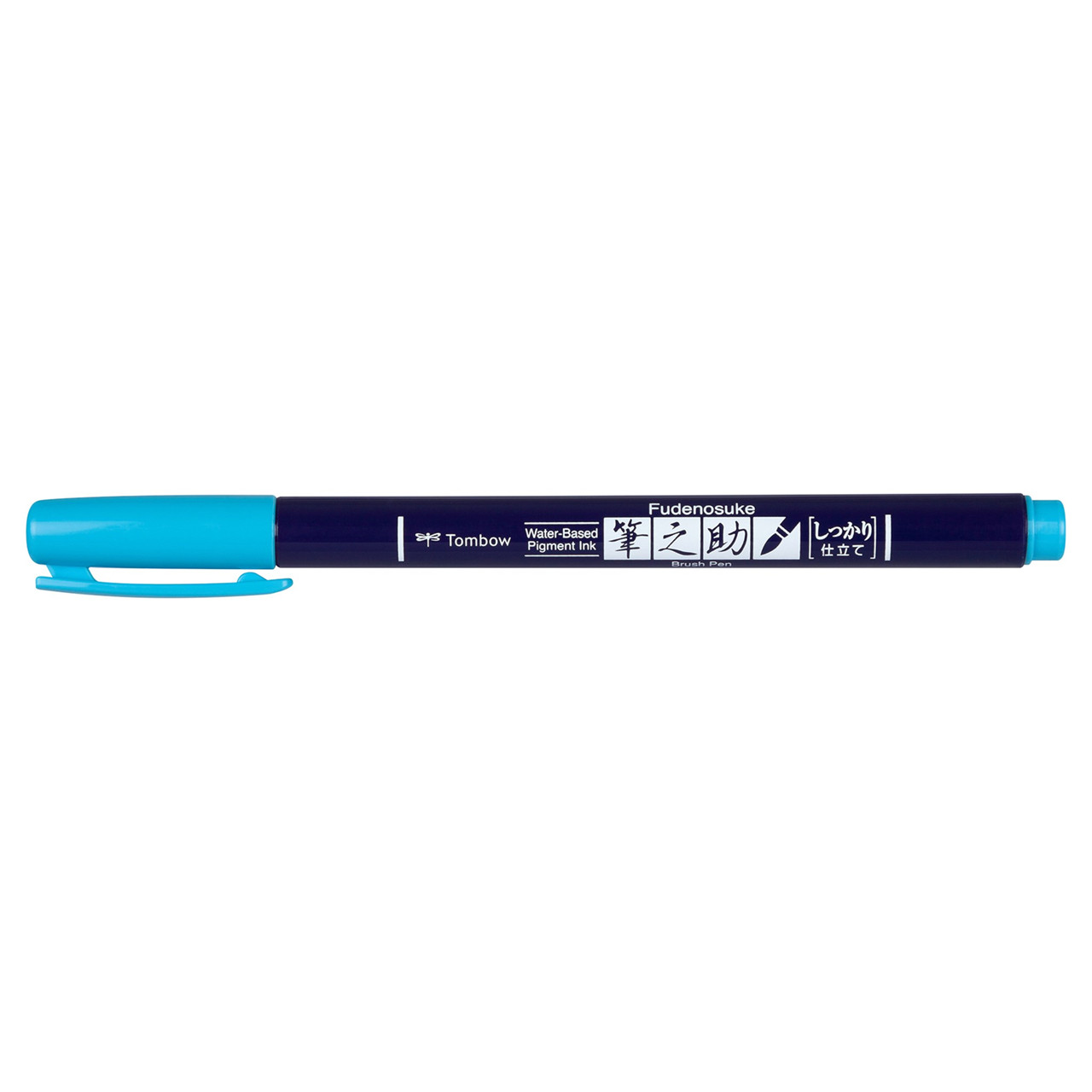 4 stk. Brush pen Tombow Fudenosuke hård neon blå