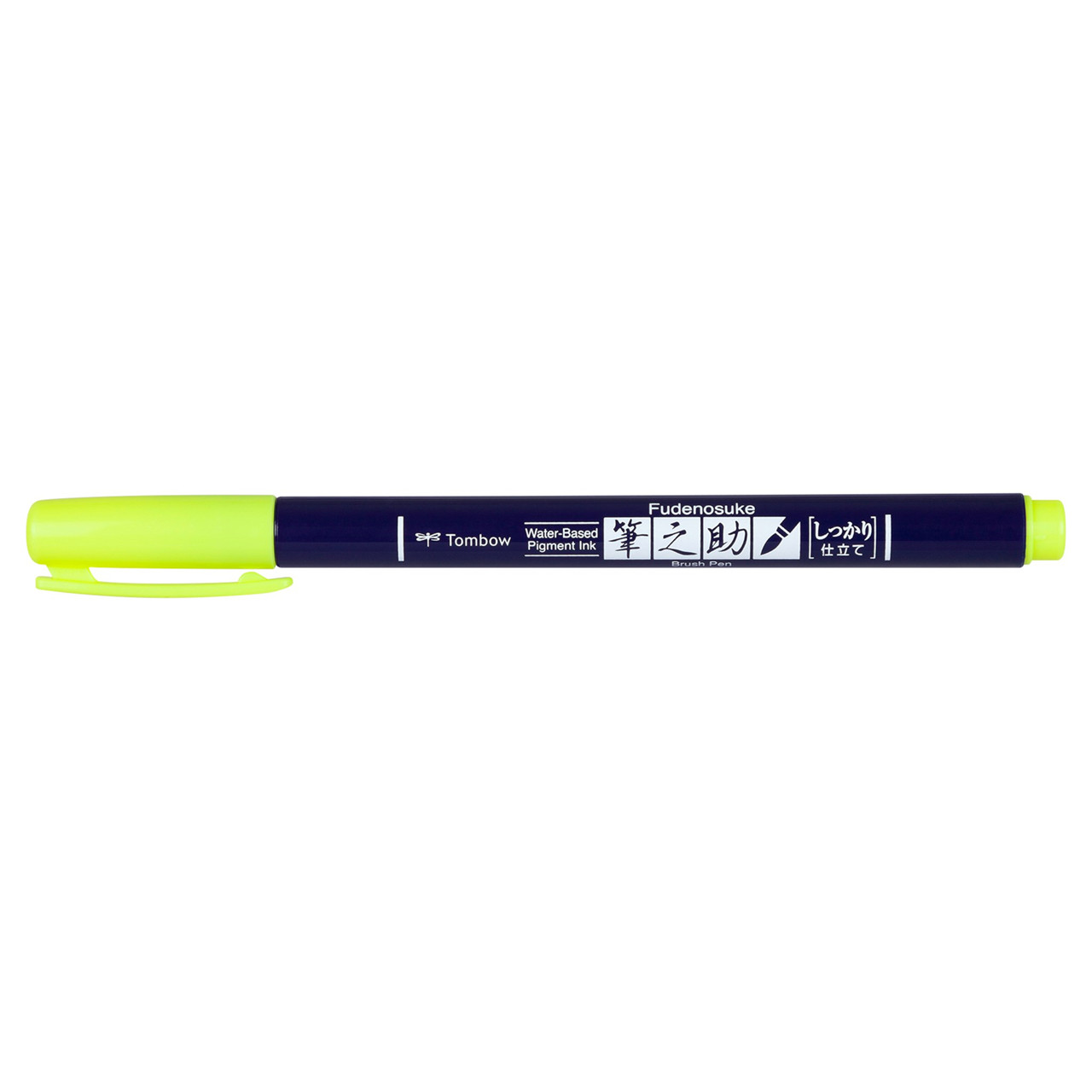 4 stk. Brush pen Tombow Fudenosuke hård neon gul