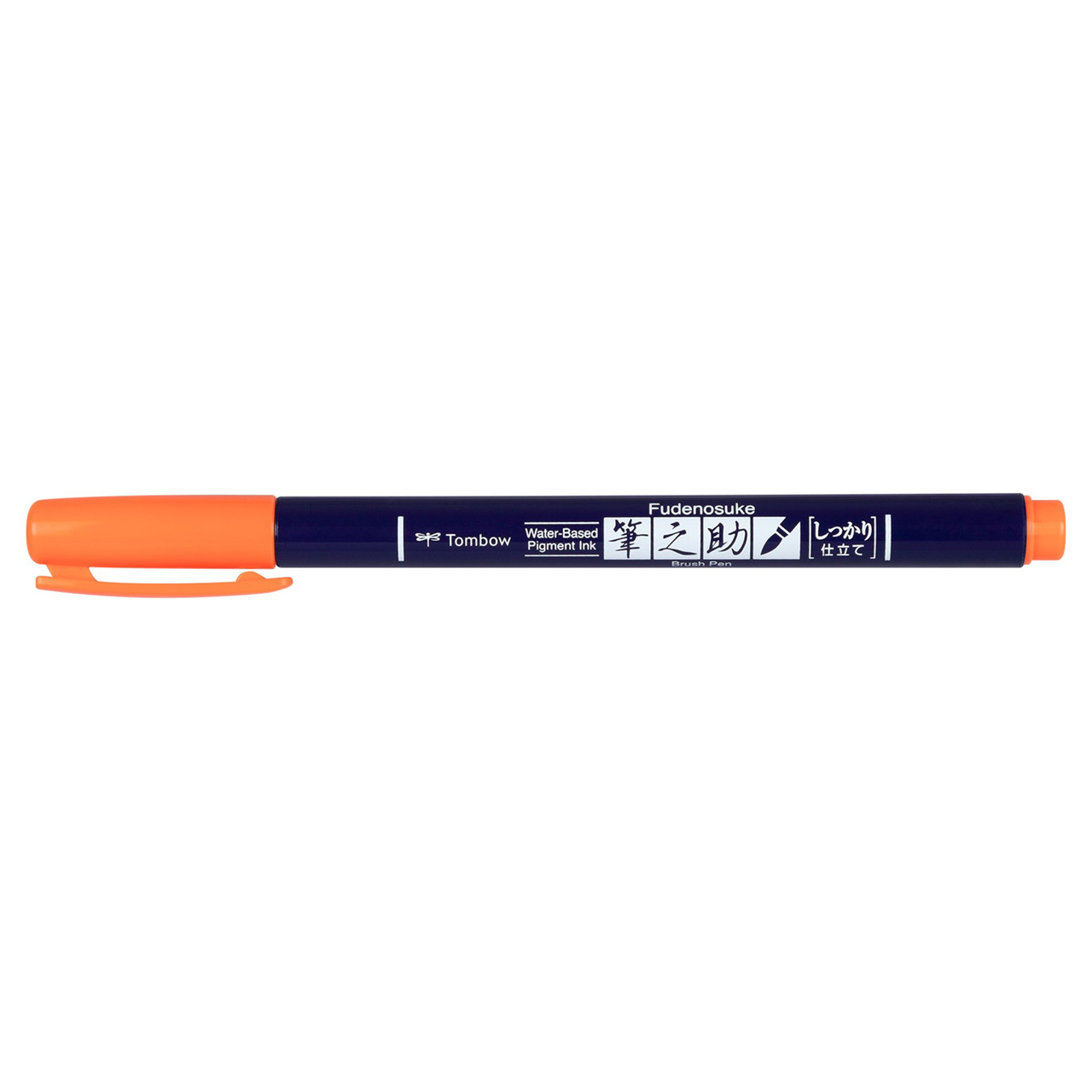 4 stk. Brush pen Tombow Fudenosuke hård neon orange