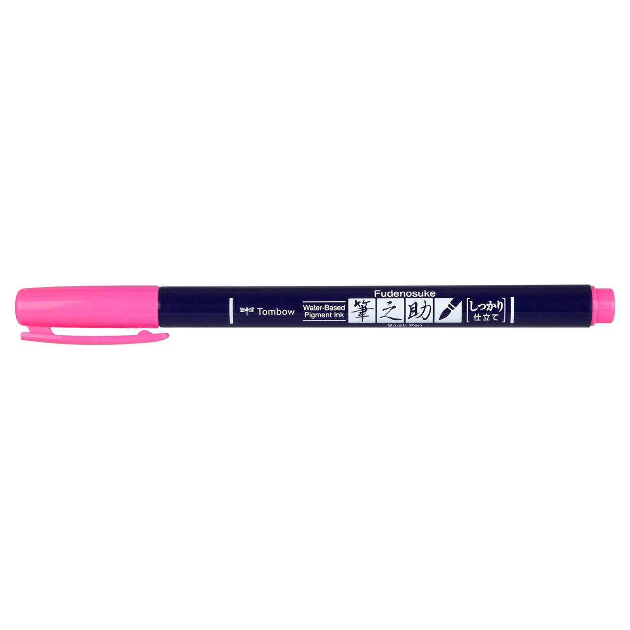4 stk. Brush pen Tombow Fudenosuke hård neon pink