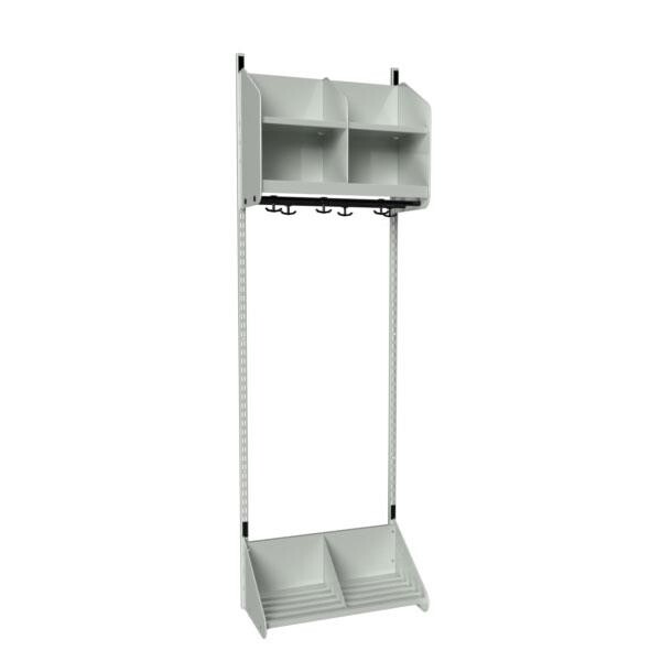 Børnegarderobe BST Kombination A, Startsektion 2 pladser B 600 mm, lys grå