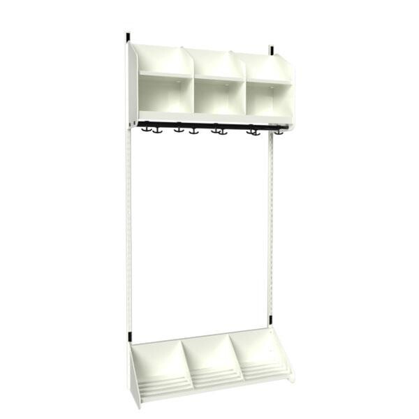 Børnegarderobe BST Kombination A, Startsektion 3 pladser B 900 mm, hvid