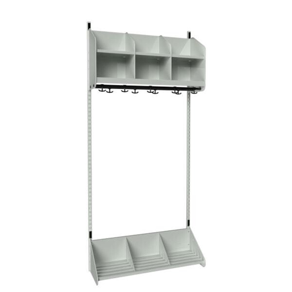 Børnegarderobe BST Kombination A, Startsektion 3 pladser B 900 mm, lys grå