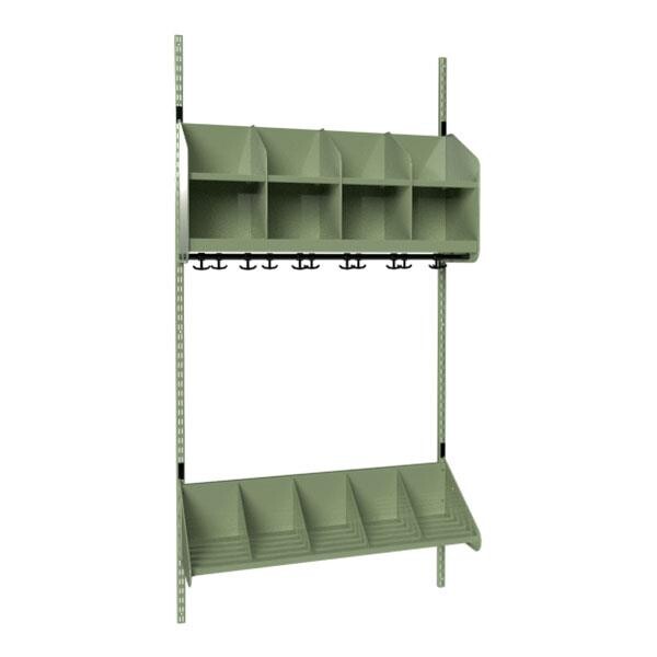 Børnegarderobe BST Kombination A, Startsektion 4 pladser B 1000 mm, grøn