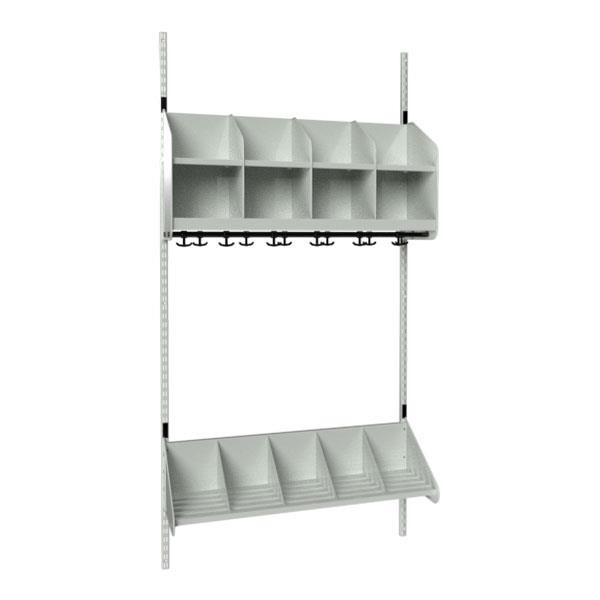 Børnegarderobe BST Kombination A, Startsektion 4 pladser B 1000 mm, lys grå