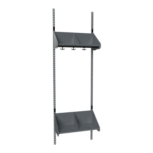 Børnegarderobe BST Kombination E, Startsektion 2 pladser B 600 mm, mørk grå