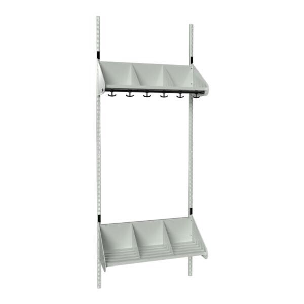 Børnegarderobe BST Kombination E, Startsektion 3 pladser B 750 mm, lys grå