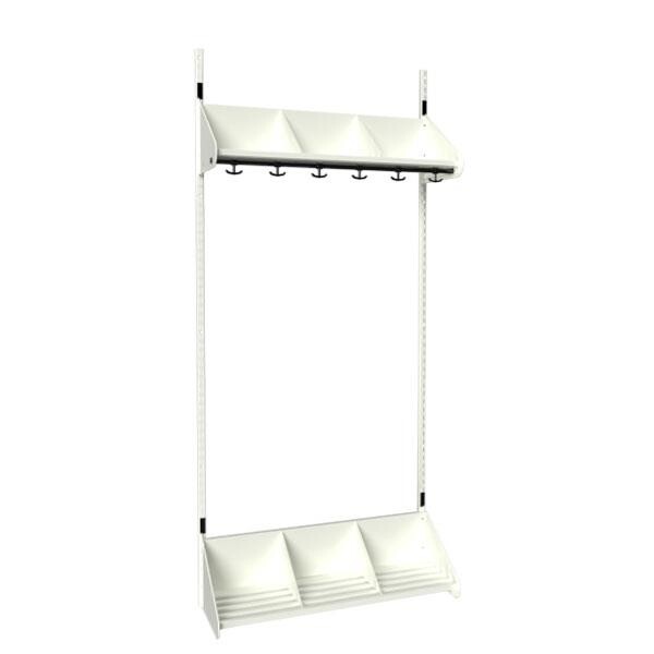 Børnegarderobe BST Kombination E, Startsektion 3 pladser B 900 mm, hvid