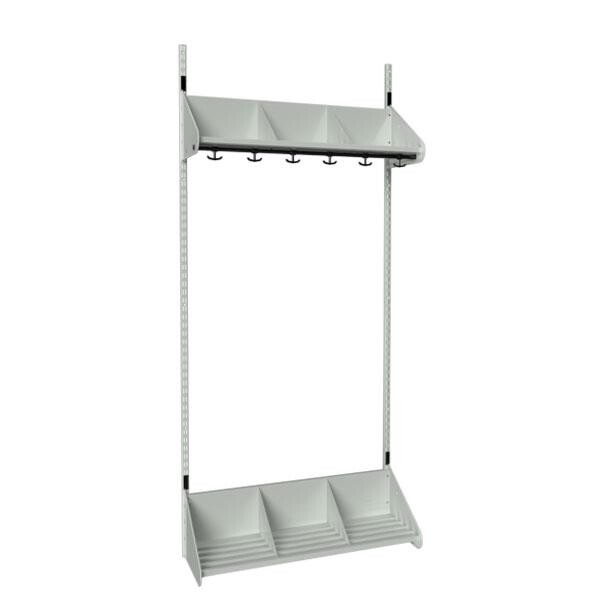 Børnegarderobe BST Kombination E, Startsektion 3 pladser B 900 mm, lys grå