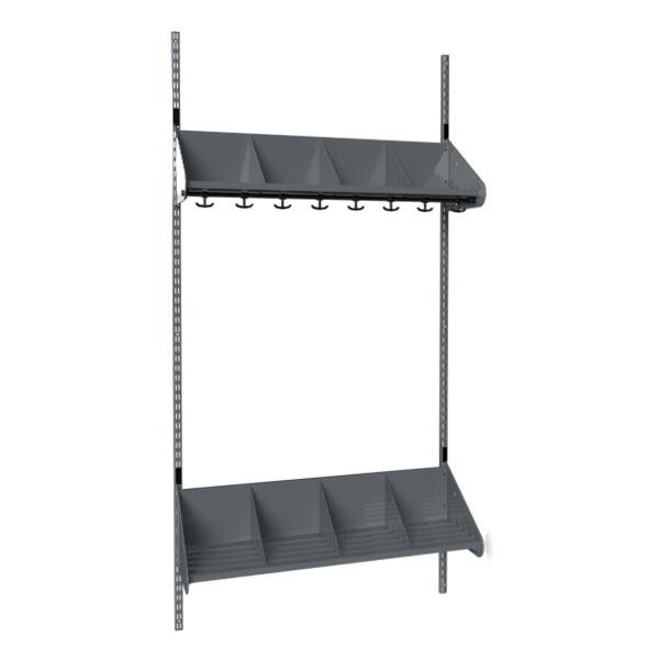 Børnegarderobe BST Kombination E, Startsektion 4 pladser B 1000 mm, mørk grå
