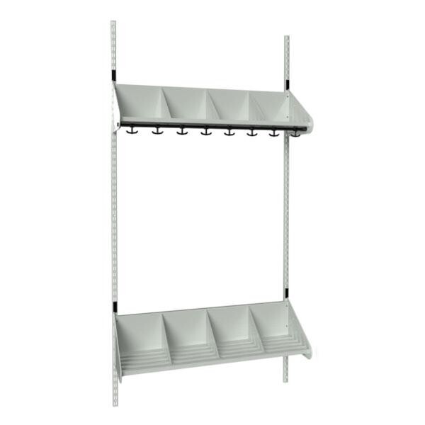 Børnegarderobe BST Kombination E, Startsektion 4 pladser B 10000 mm, lys grå