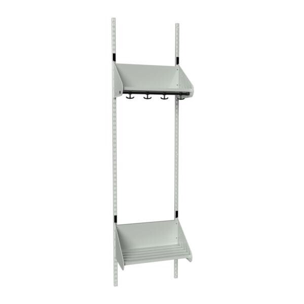 Børnegarderobe BST Kombination F, Startsektion 2 pladser B 500 mm, lys grå