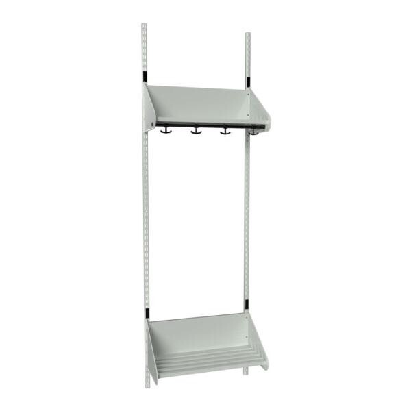 Børnegarderobe BST Kombination F, Startsektion 2 pladser B 600 mm, lys grå